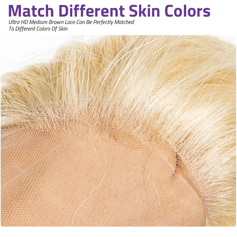 Blonde 613 13x6 Lace Frontal Wig HD 613 Lace Front Human Hair Wig for Women Pre Pucked Straight 100% Human Hair Wigs Can Be Dyed