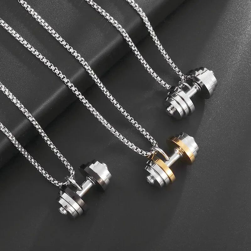 Titanium Steel Dumbbell Necklace