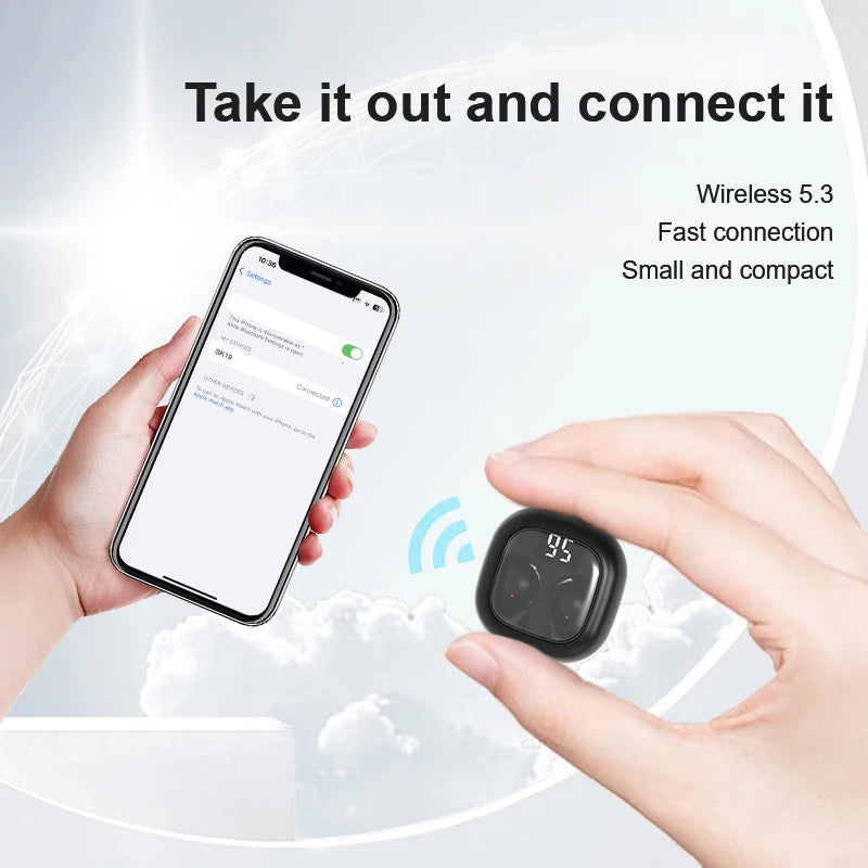 SK Small Headphones Wireless Bluetooth Headset Sport Sleeping Invisible Comfortable To Wear Bass Earbuds Earphone For All Phones