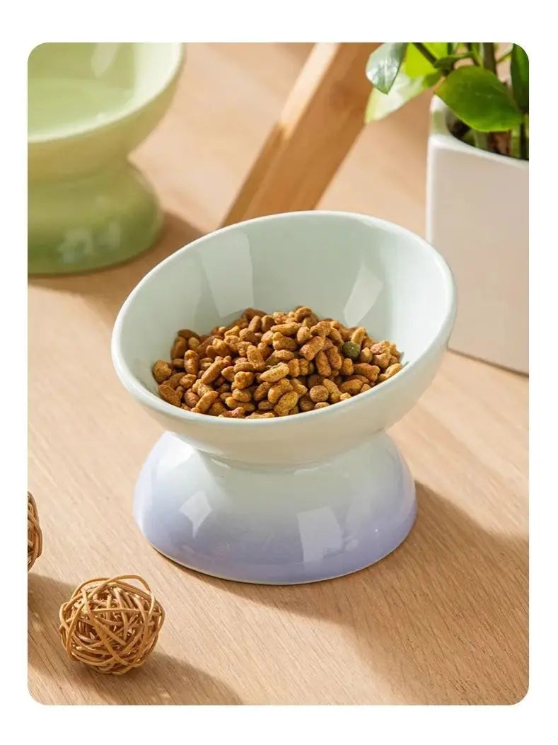 Ceramic Tilted Cat Bowl