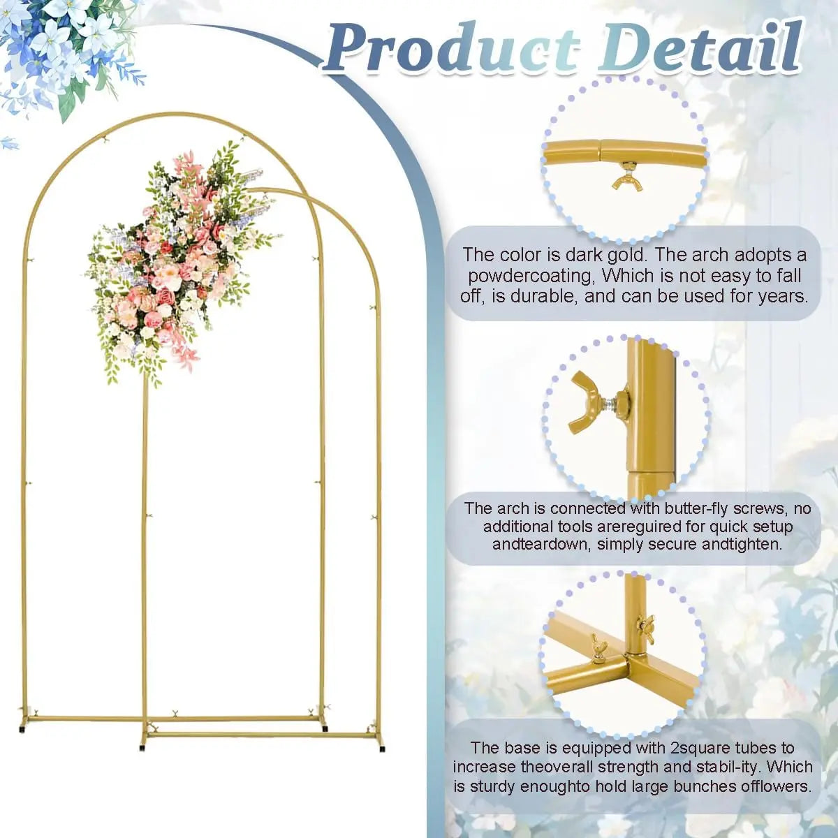Arch Backdrop Stand and Cover Set 6.6FT 6FT Wedding Arch Frame Balloon Arch Stand for Birthday Party Graduation Decorations