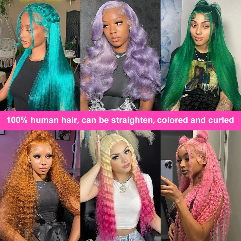 613 Colored Deep Wave 13x6 HD Lace Frontal Human Hair Wigs For Women Brazilian 30 40 Inch Honey Blonde 13x4 Curly Human Hair Wig