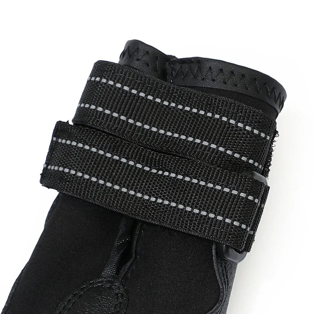 Dog Socks & Boots – 4pcs Reflective Waterproof Anti-Slip Shoes for Medium and Large Dogs, Warm for Snow & Rain