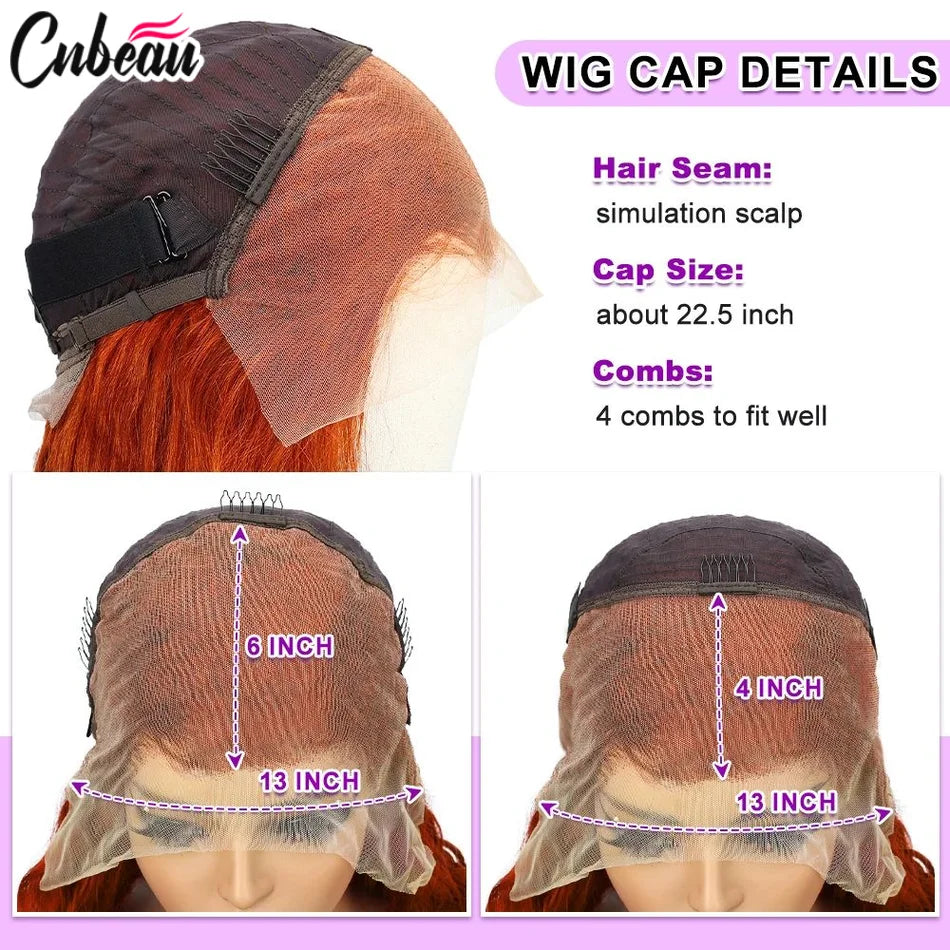 Colored #350 30 32 Inches Ginger Orange Deep Wave 13x6 13x4 Hd Lace Frontal Wig Human Hair Curly 13x4 Lace Front Wigs For Women