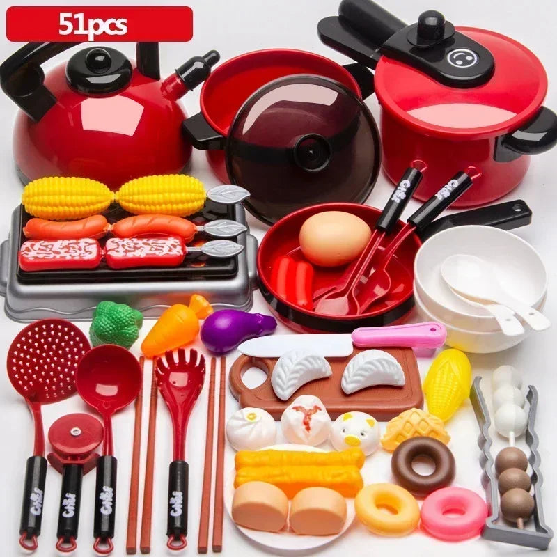 Cooking Kitchen Toys Set For Kids Girl Baby Cutting Fruit Cooking Kitchen Utensils Children's Simulation Education Pretend Play