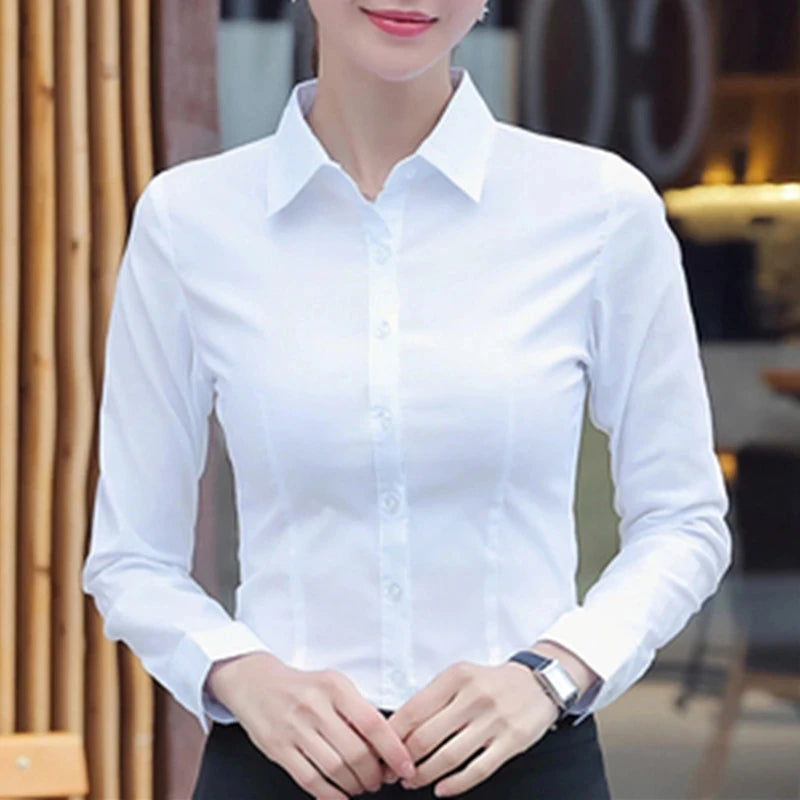 White Long Sleeve Shirt Blouse