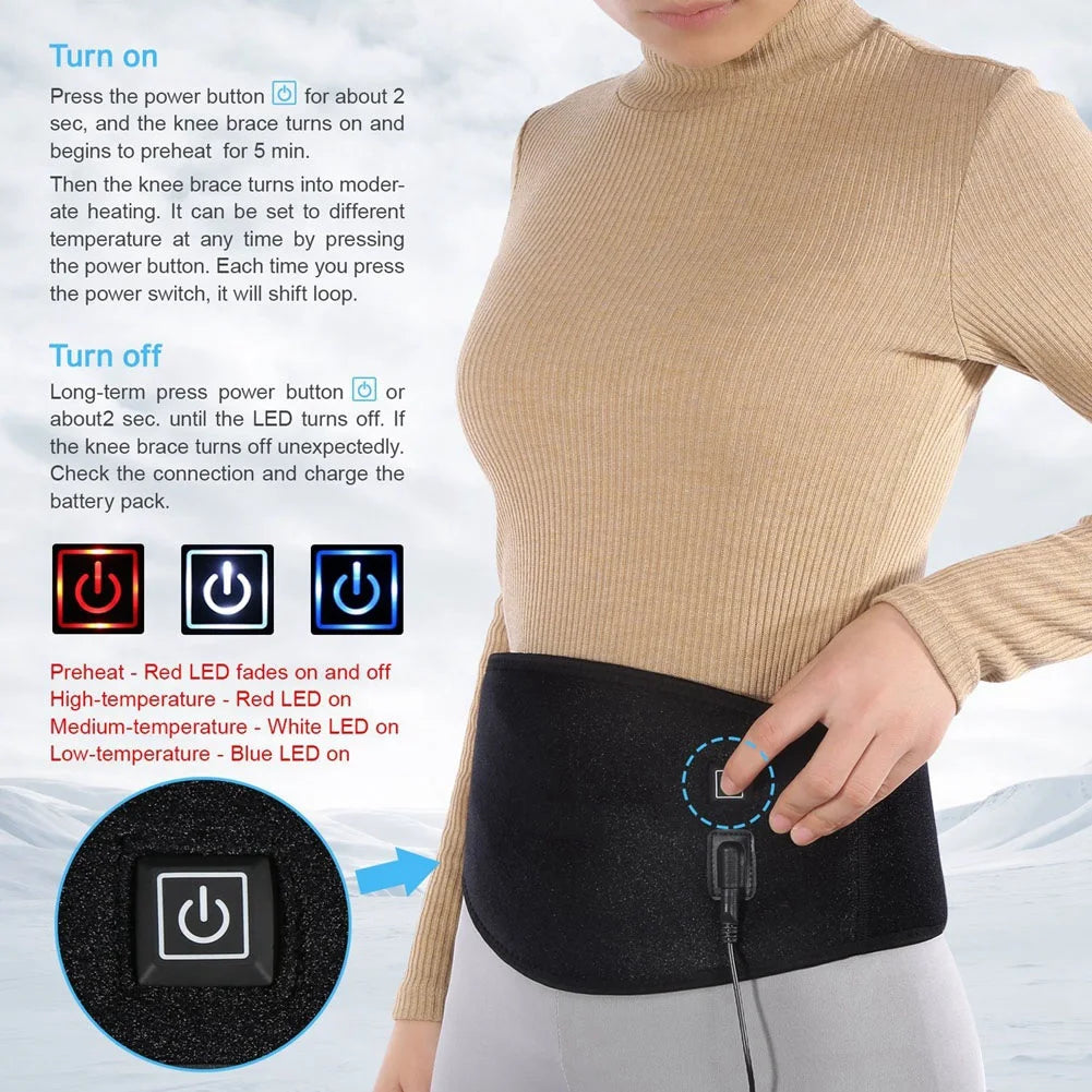Heat Therapy Waist Pad Heating Waist Belt Brace For Pain Relief Lower Back Therapy Lumbar Black Waist Heating Pad Belt