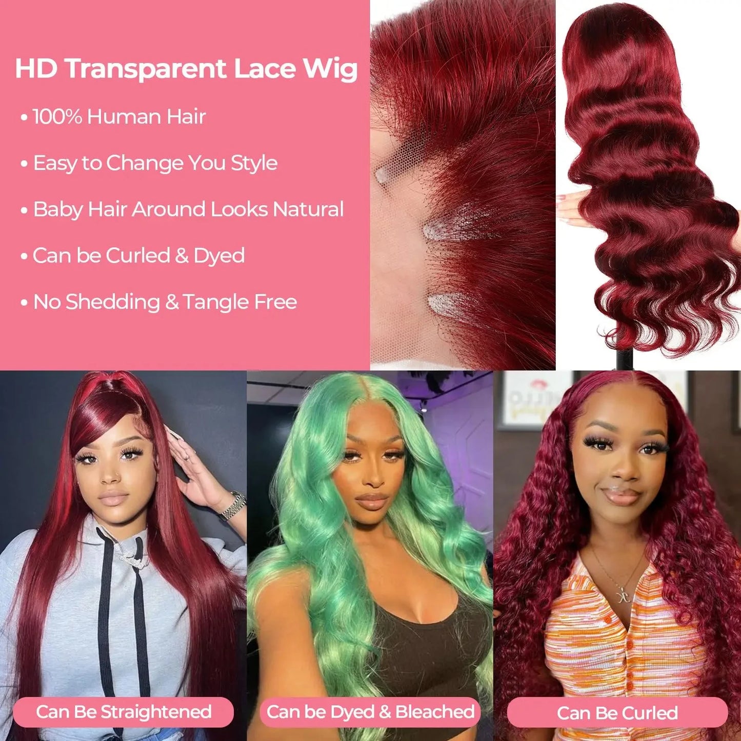 Burgundy 99J Body Wave Human Frontal Lace Hair Wig 30inches 13x4 13x6 HD Transparent Lace Brazilian Colored Remy Wigs for Women