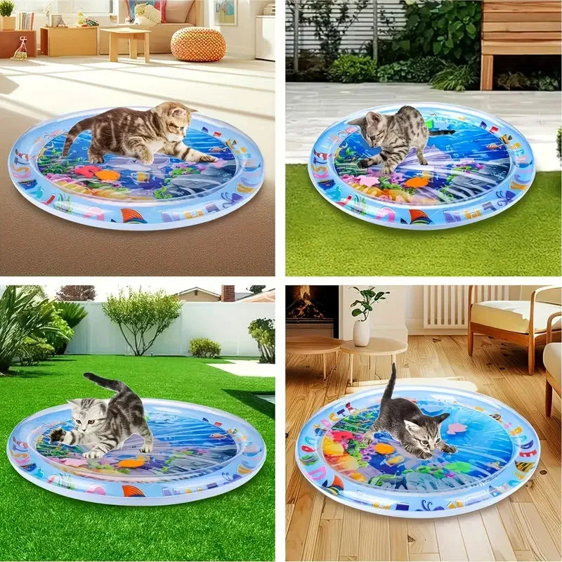 Pet Play Mat Interactive Water Mat Indoor Relief Cat Boredom Splash Pad, Summer Cooling Sleeping Mat
