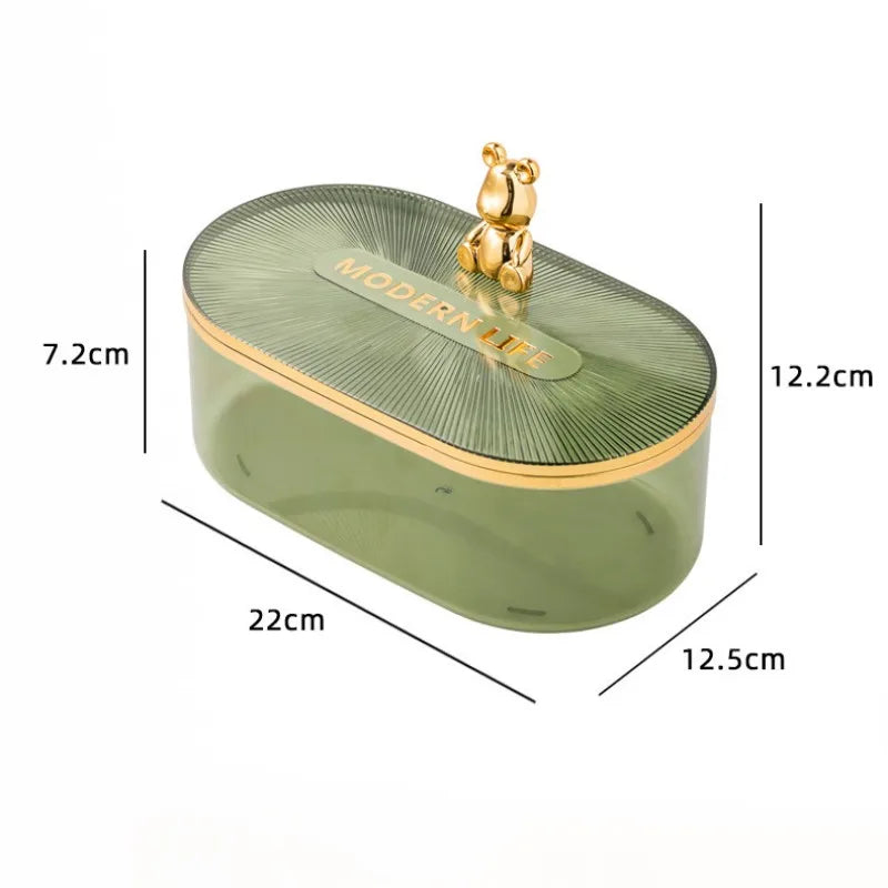 Gold Bear Acrylic Cotton Buds Storage Box