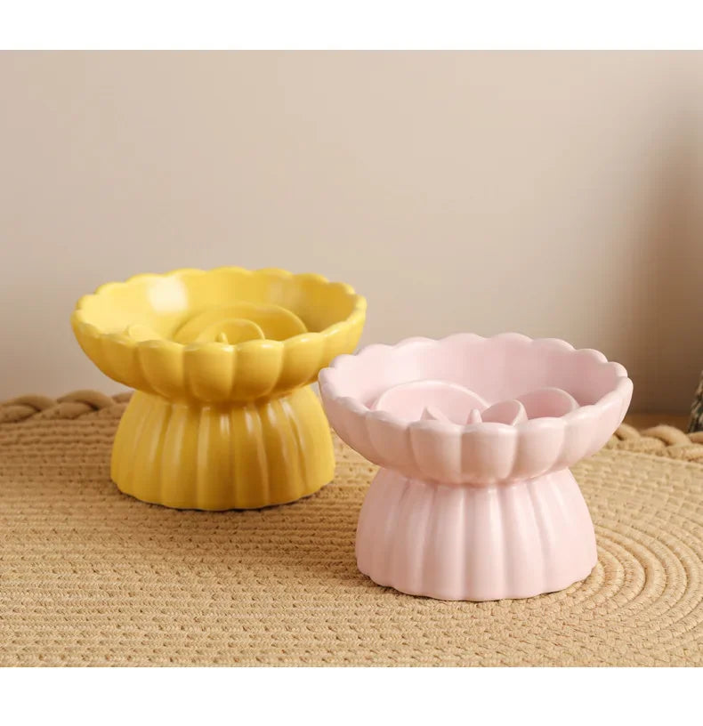 Ceramic Pet Feeder Bowl – Elevated Slow Feed Anti-Choking Bowl for Cats & Small Dogs