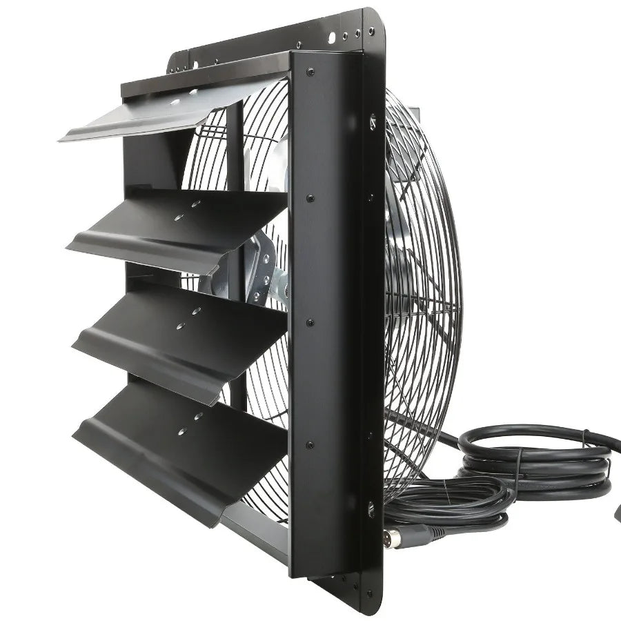 Shutter Exhaust Fan 16'' with Temperature Humidity Controller ECmotor 2650 CFM 10Speed Adjustable Wall Mount Attic Fan Ventila