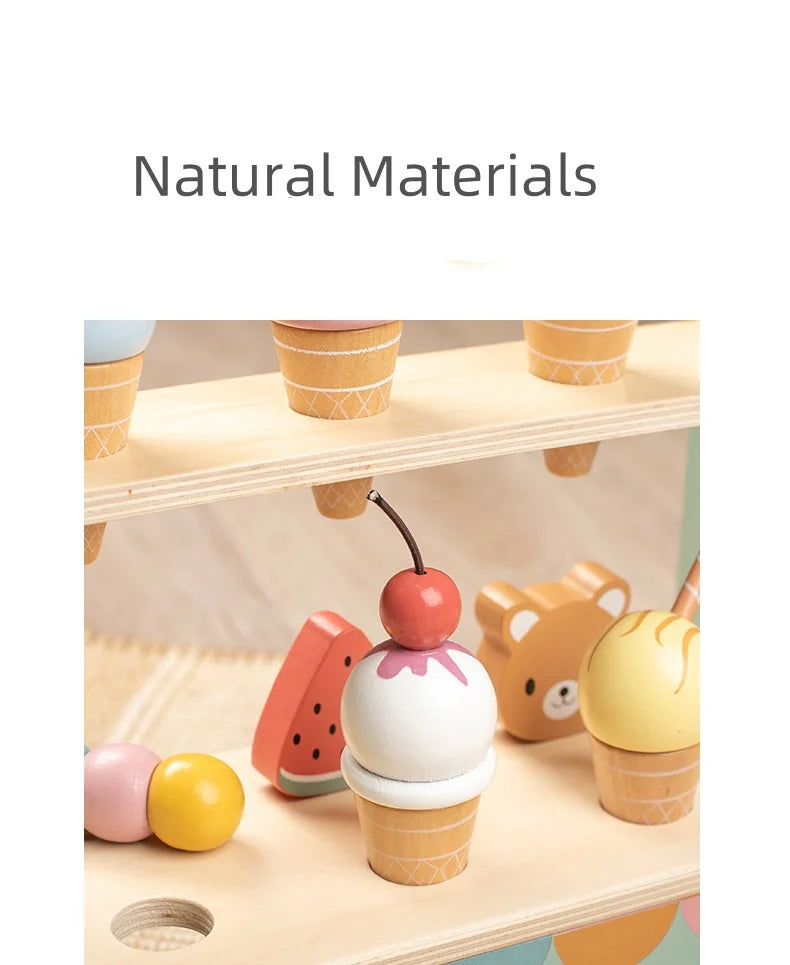 Ice Cream Counter Playset For Kids Montessori Pretend Play Food Toys Kitchen Accessories With Coin Role Play For Kids Girls Boys