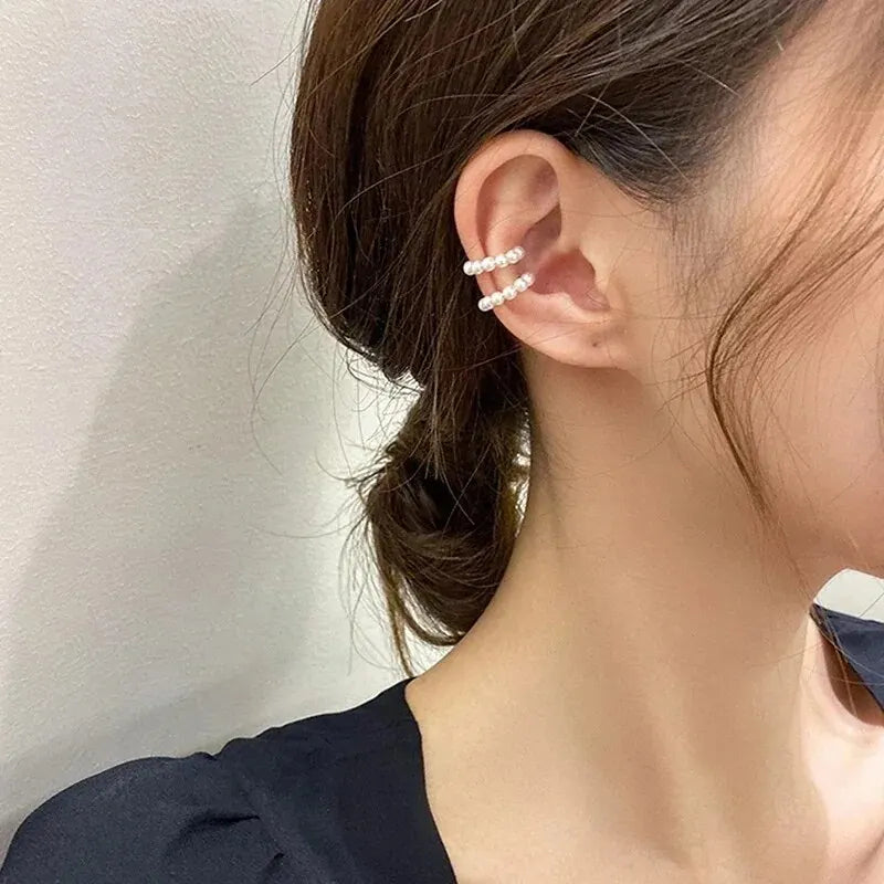 Pearl Ear Cuff Clip C-Shaped Earrings