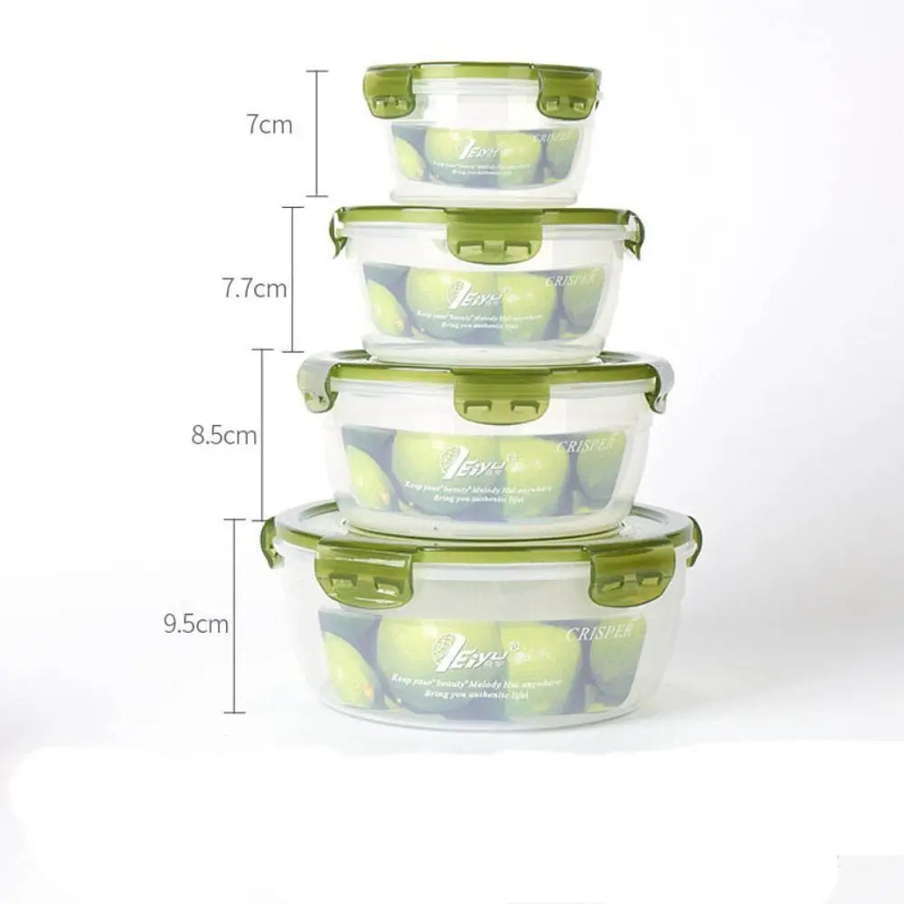 1/4Pcs Plastic Round Storage Box Safe Stackable Sealed Rectangular Food Containers with Lid Fresh-Keeping Box