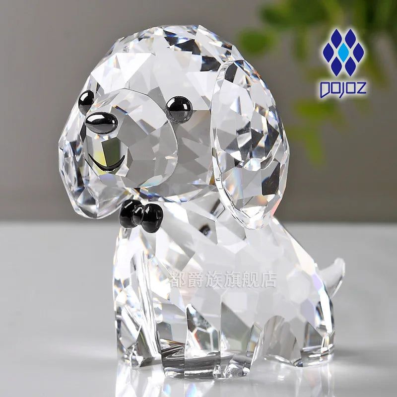 Crystal Dog Figurine for Birthday Gifts Chinese Zodiac Animal Art Craft Lucky Fortune Desktop Decor for Home Office Display