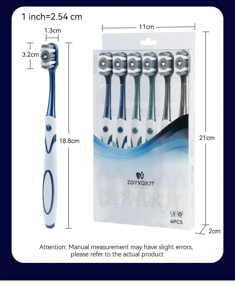 6 Pack Hard bristled toothbrush Set