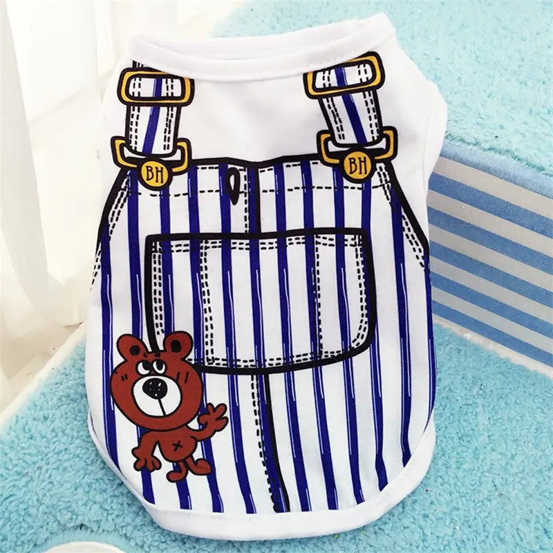 Cartoon Dog Clothes – Soft Summer Vest & Casual T-Shirt for Small Puppies