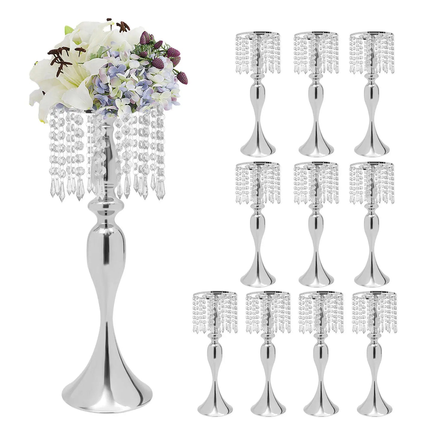 10PCS Tabletop Crystal Wedding Flower Vase Decoration For Banquet Party Wedding