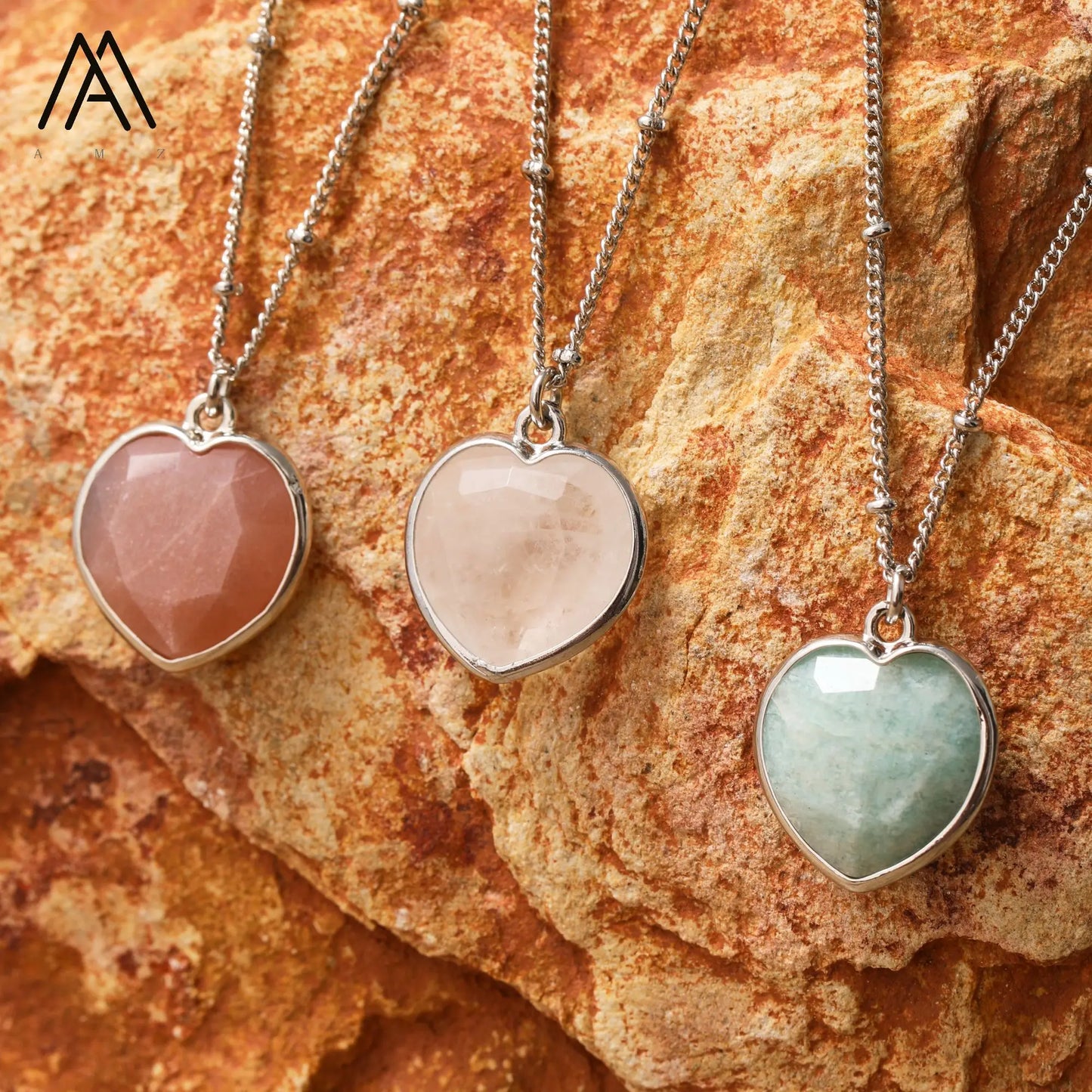 Natural Roses Quartz Heart Pendant Necklace For Women Elegant Romatic Gems Stone Necklace Jewelry Gifts Dropship