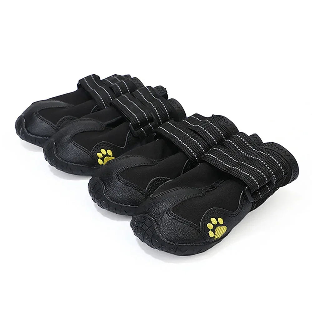 Dog Socks & Boots – 4pcs Reflective Waterproof Anti-Slip Shoes for Medium and Large Dogs, Warm for Snow & Rain