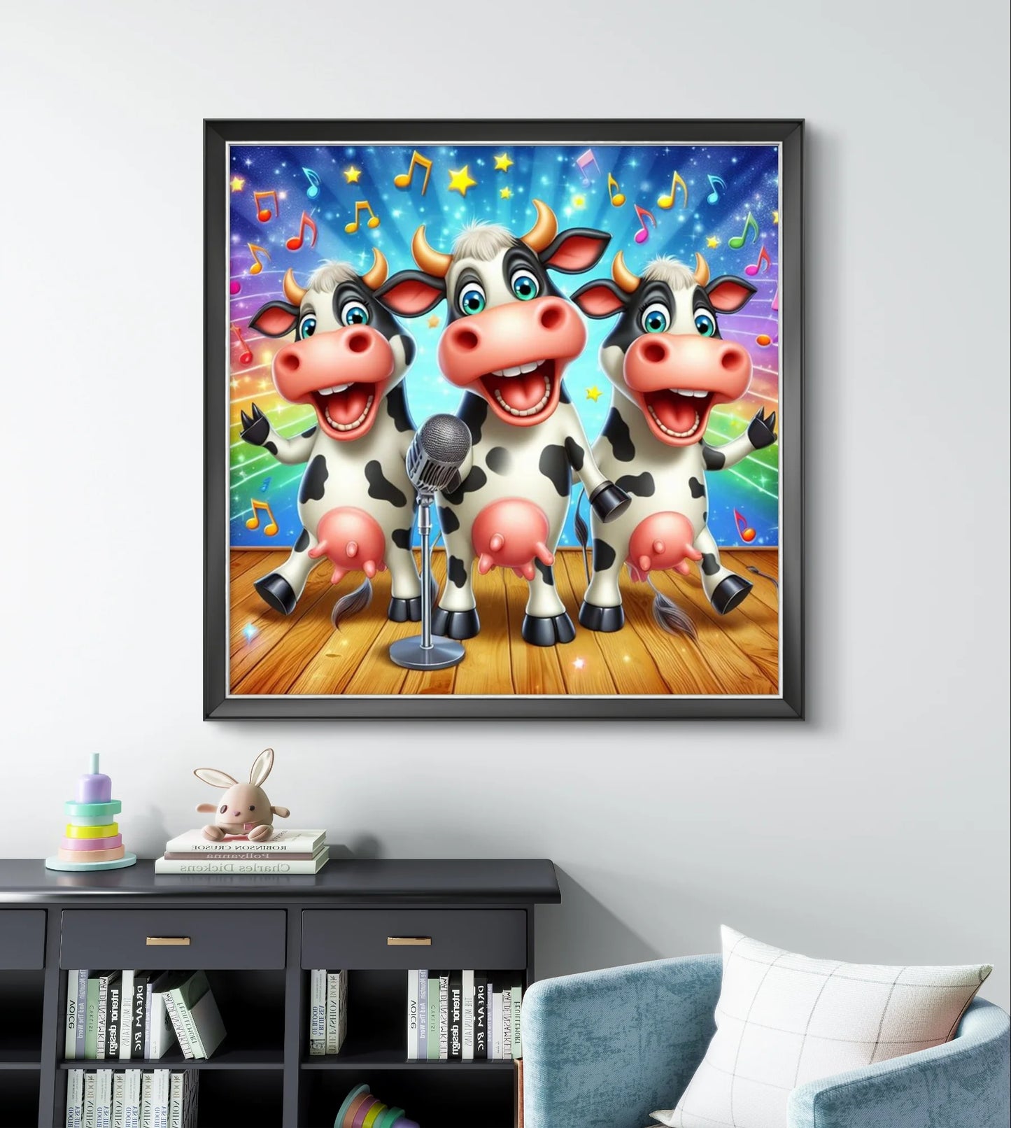 Cute Cow DIY Diamond Painting Kit Funny Ox Animals Pictures Diamond Embroidery Mosaic Oil Painting Handicraft Home Decor