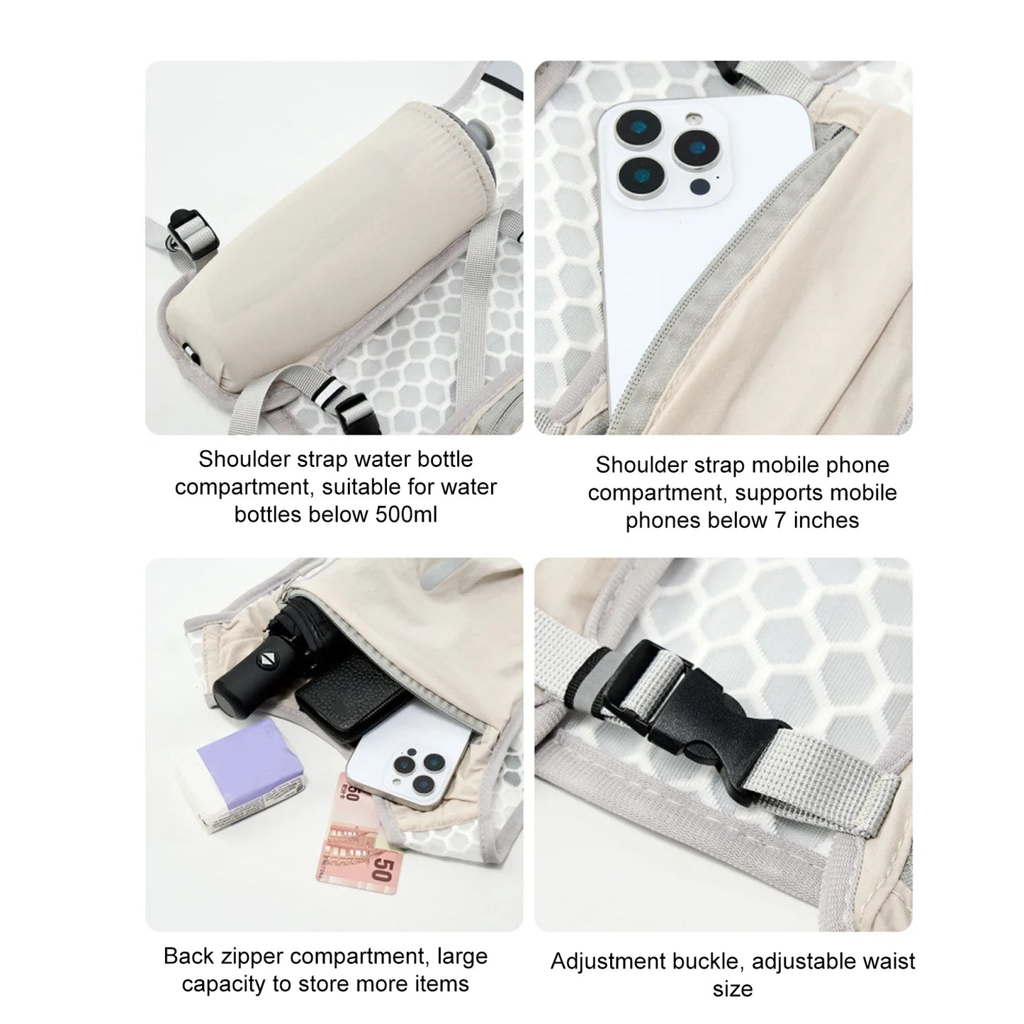 Running Vest Reflective Hydration Water Chest Pack Lightweight Running Water Bottle Storage Vest With Phone Holder Cycling Vest