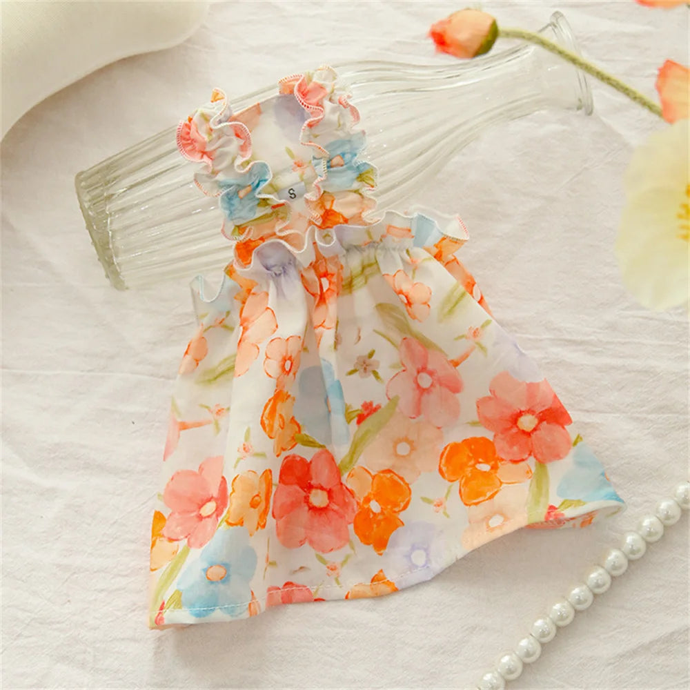 Summer Green Sphynx Cat Suspender Skirt Love Flower Pet Princess Dresses for Cats Gotas Katten Kedi Dog Dress mascotas Clothes