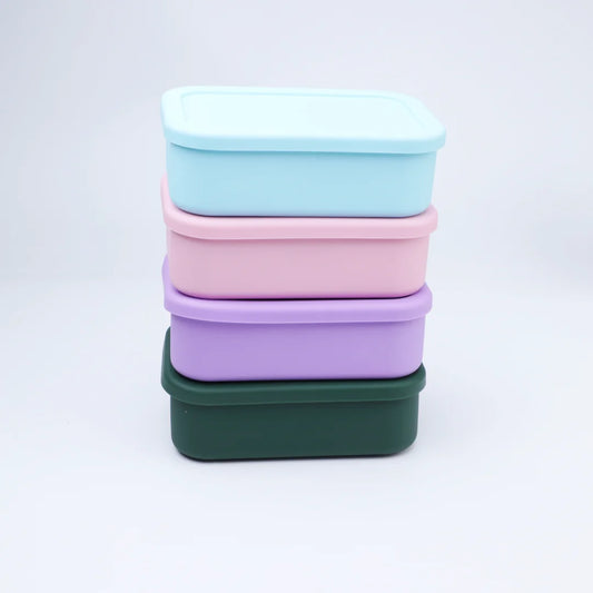 Silicone Bento Lunch Box for Toddlers Kids, 3 Compartments, Leak-Proof & BPA-Free Lunch Container, Microwave & Dishwasher Safe