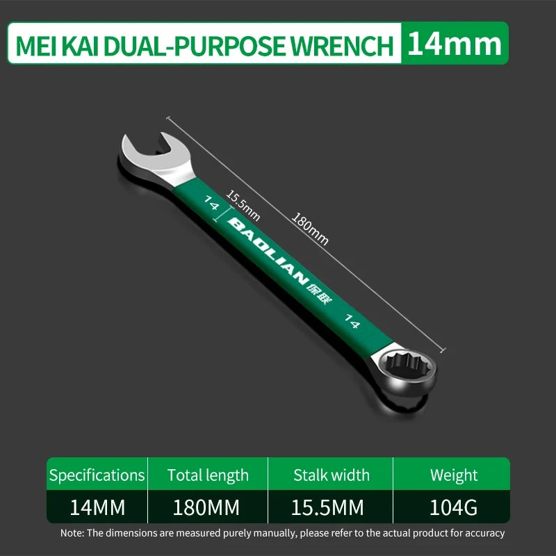 BaoLian Durable Wrench 8-30mm Plum Blossoms Open Combination Wrench Two-Way Double Fast Wrench Auto Repair Tools