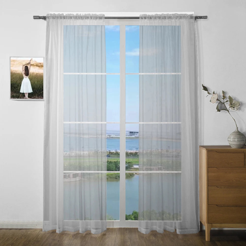 Indoor/Outdoor Mosquito Netting Curtain 63 in. x 84 in. Gray (2 Panel)
