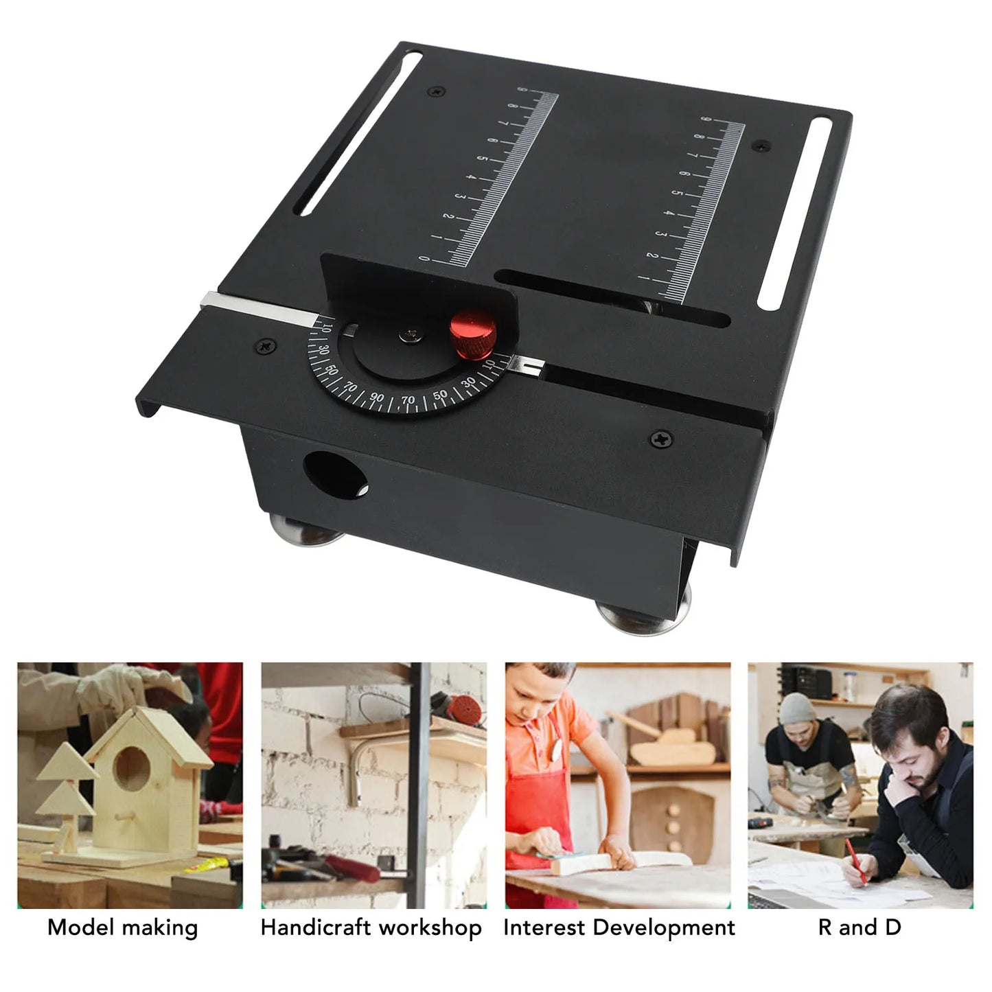 Table Saw 7 Speeds 100W Multifunctional Dust Collection Box Desktop Electric Saw Cutter for Wood PCB Acrylic Plastic
