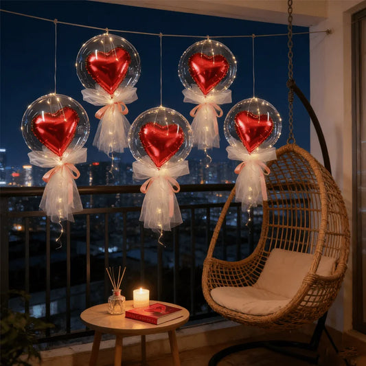 10pcs Transparent Bubble Balloon Set with Red Heart Foil Balloons Valentine's Day Birthday Wedding Party Decoration Photo Props