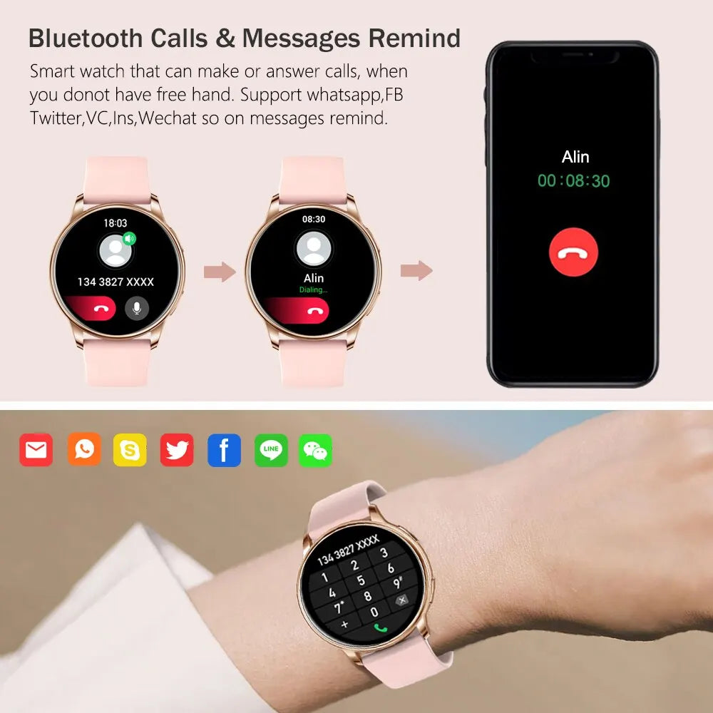 Womens Sport Fitness Bluetooth Call Smart Watch