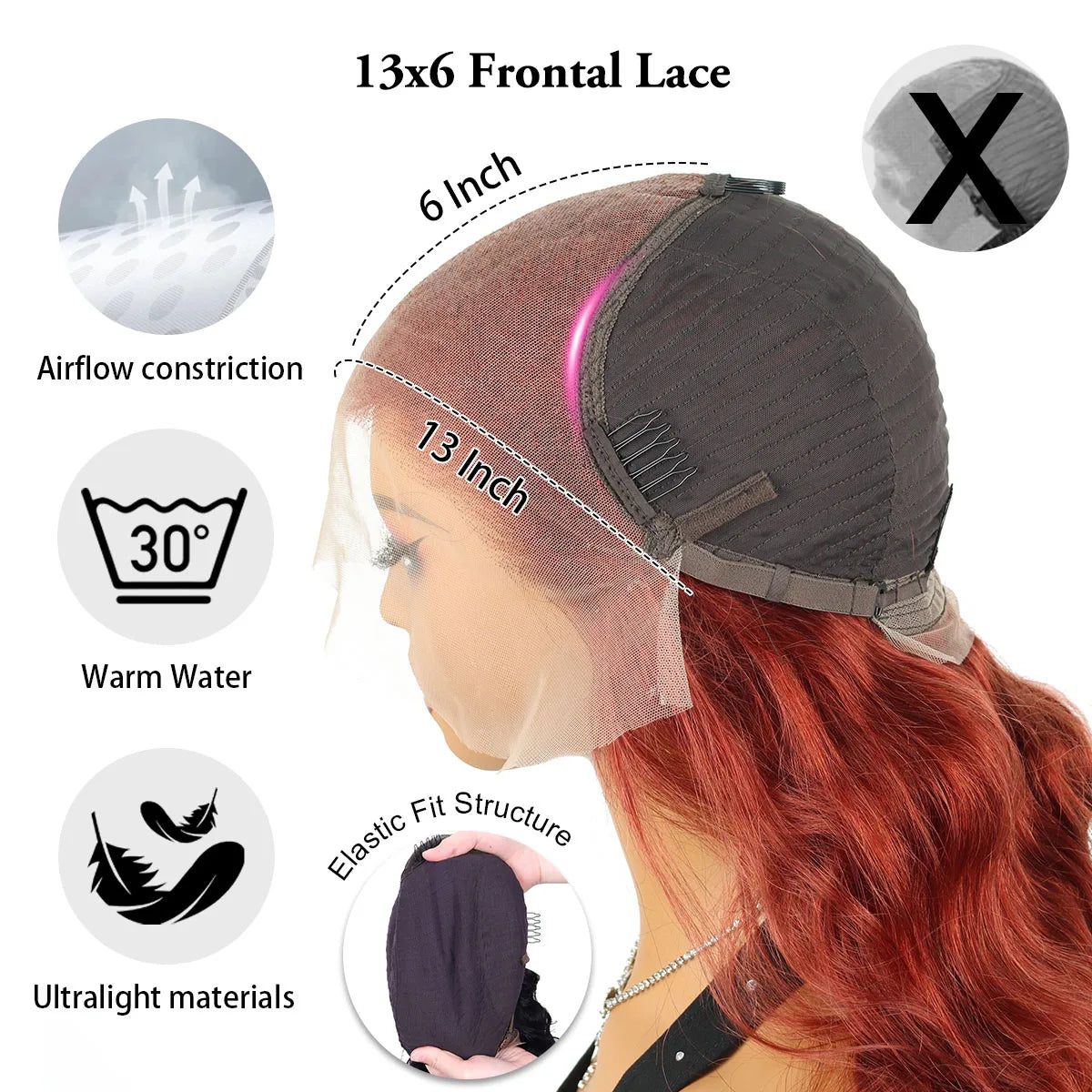 250 Density Reddish Brown 13x6 HD Lace Frontal Wig 30 36 40 Inch Colored 13x4 Body Wave Colored Lace Front Remy Human Hair Wig