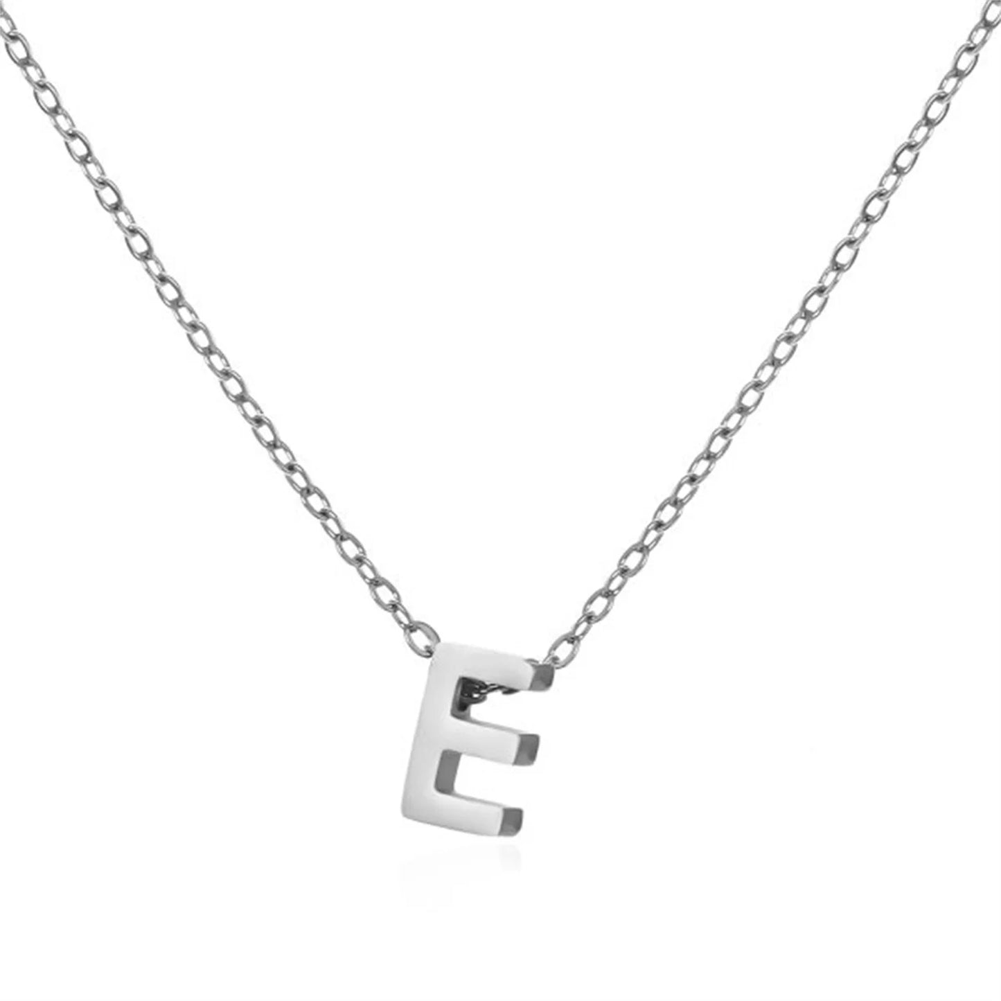 Silver Color Tiny A-Z Initial Letter Necklace for Women Stainless Steel 26 Alphabet Name Pendant Necklaces Jewelry Birthday Gift