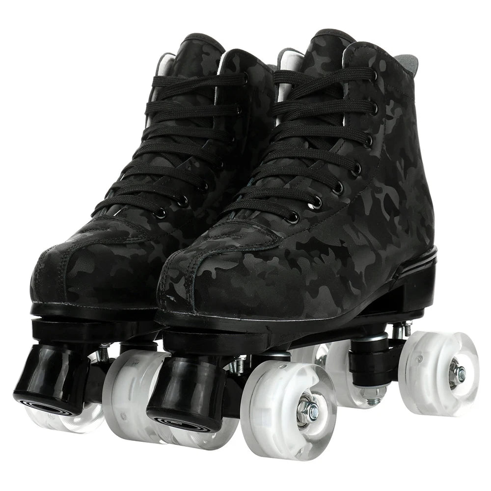 Outdoor Roller Skates Sports Double Row Skates Quad 4 Wheels Skating Women Flashing Roller Skates Shoes for Men Youth Boys Girls