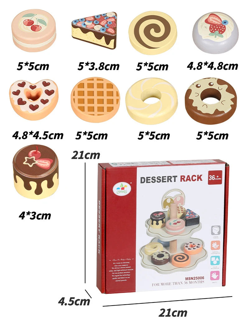 Kitchen Pretend Play Toys Wooden Simulation Food Accessories Pizza Salad Dessert Set Montessori Educational Toy for Toddler 3+