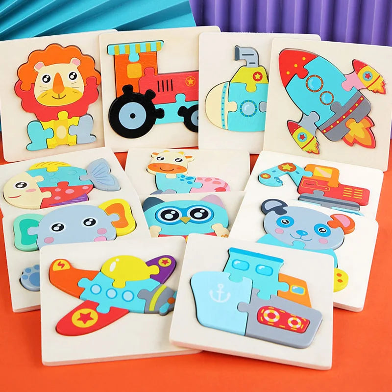 Kids Colorful Cartoon Animals 3D Puzzles Games