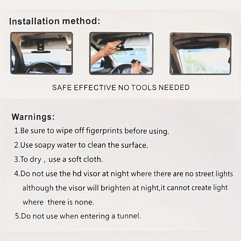 Polarized Sun Visor For Car,Anti-Glare Sun Visor Extension,Universal Car Sun Visor, Adjustable UV Protector For Safe Driving