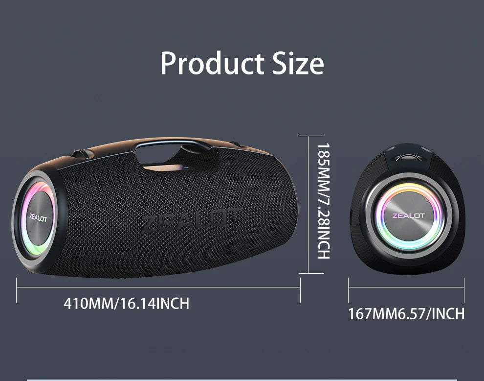Zealot S78 100W Wireless Speakers, DSP Technology ,Dream Light, Outdoor Portable Subwoofer Speaker , Dual Pairing,24000mAh.