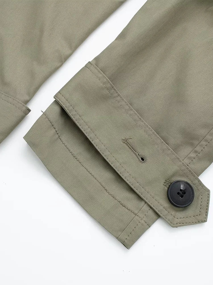Women Trench Coat With Belt Solid Double Breasted