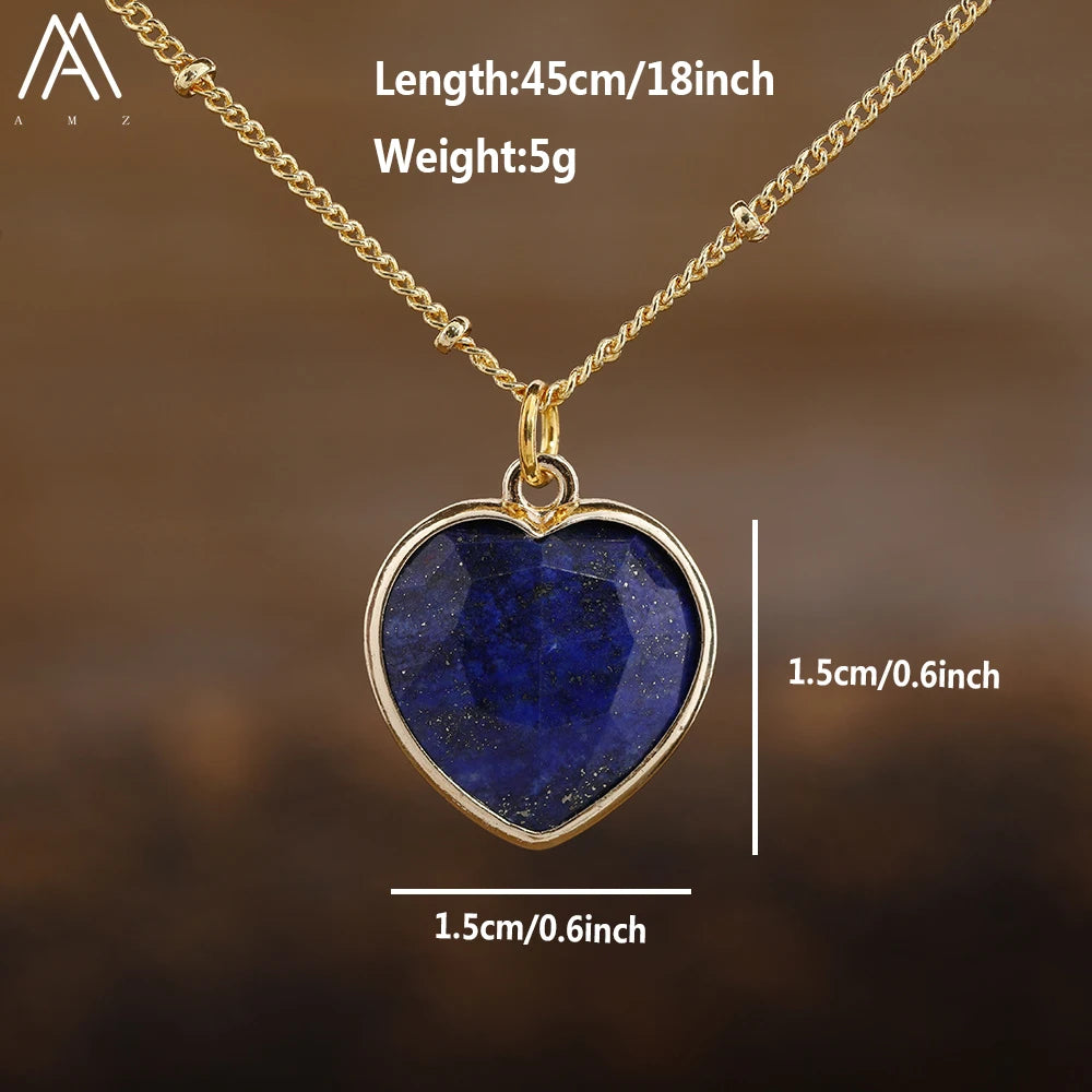 Natural Roses Quartz Heart Pendant Necklace For Women Elegant Romatic Gems Stone Necklace Jewelry Gifts Dropship
