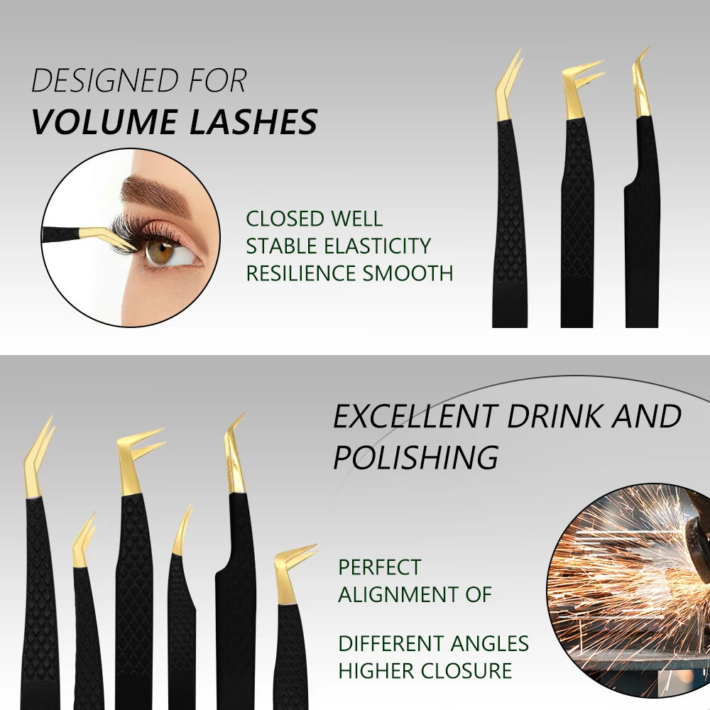 Black Stainless Steel Eyelash Tweezer