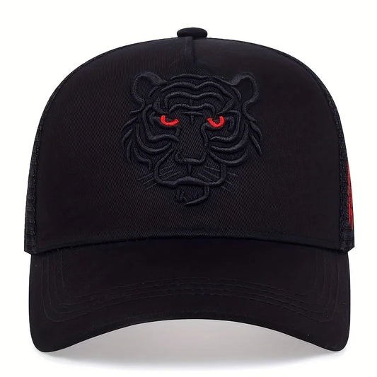 1piece Unisex Tiger Head Embroidery Baseball Caps Spring and Autumn Outdoor Adjustable Casual Hats Sunscreen Hat 