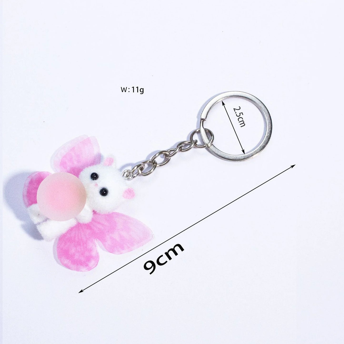 Creative Cat butterfly wings Keychain flocking cat fun cute Keyring Bag Pendant Backpack Charms Car Decor Accessories