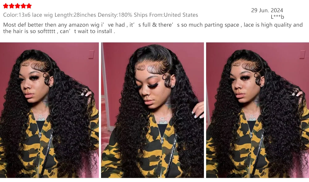 40 Inches 13x6 HD Lace Front Human Hair Wigs Deep Wave Remy Human Hair Precut Frontal Curly Brazilian Glueless Human Hair Wigs