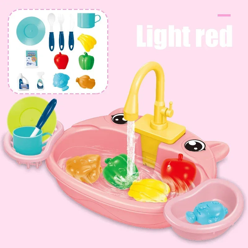 Kitchen Sink Toys Pretend Play Electric Dishwasher Mini Kitchen Food Household Toy Playset Children Role Play Kids Girl Toys