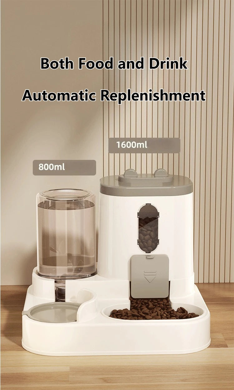 2-in-1 Gravity Pet Feeder and Water Dispenser, Small Dog Cat Food and Water Dispenser, Pet Feeder Water Bowl