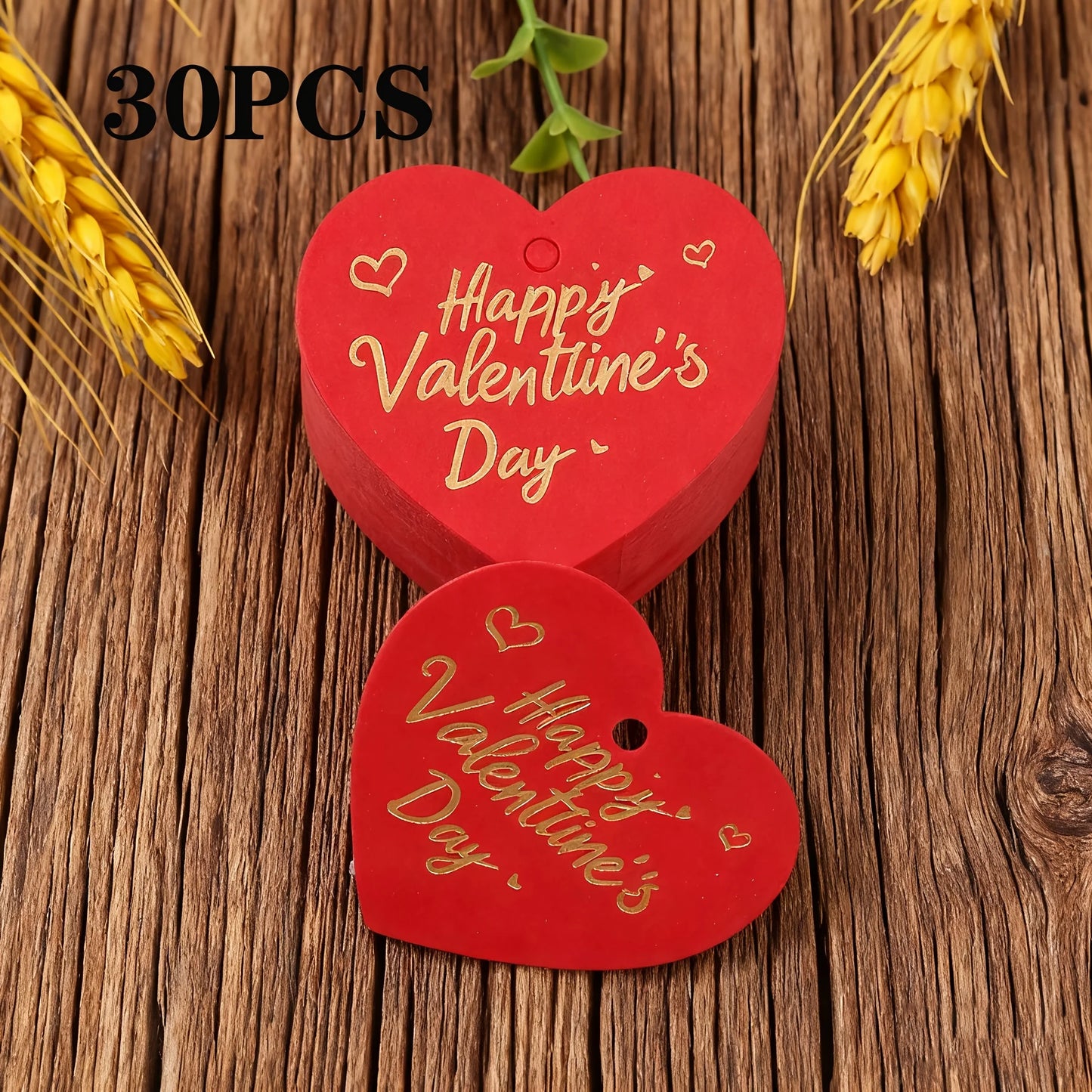 30pcs Valentine's Day Hang Tags with Hot Foil Stamping Heart-Shaped Cards Valentine's Day Gift Packaging Labels and Hang Tags